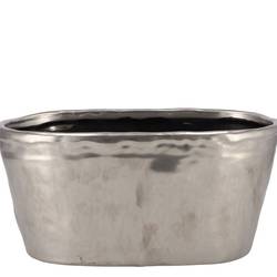 Keramik Übertopf Iron Stone silber 28x15x13cm