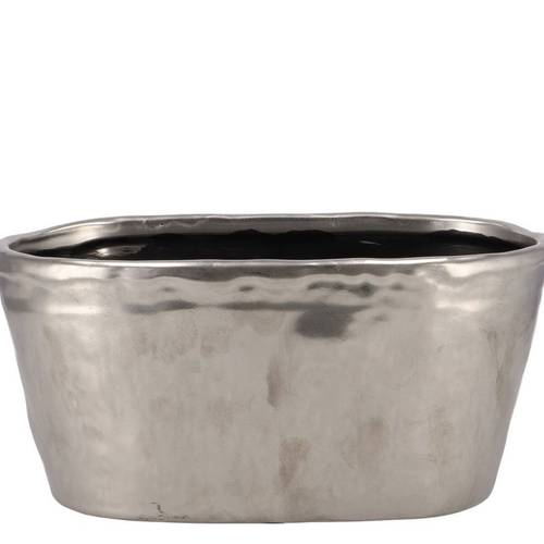 Keramik Übertopf Iron Stone silber 28x15x13cm