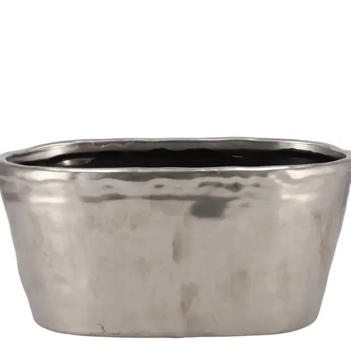 Keramik Übertopf Iron Stone silber 28x15x13cm