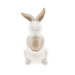 Osterhase mit Ei weiss D11cm H21cm