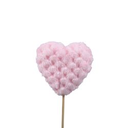 Herz auf Stab Stoff rosa D07cm L20cm