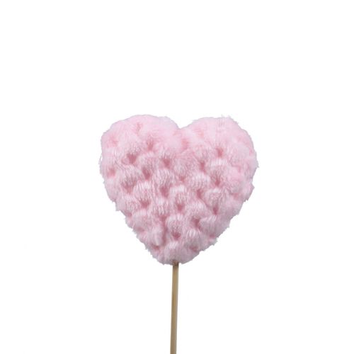 Herz auf Stab Stoff rosa D07cm L20cm