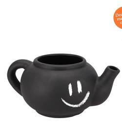 Keramik Übertopf Teekanne Chai schwarz 27x19x12cm