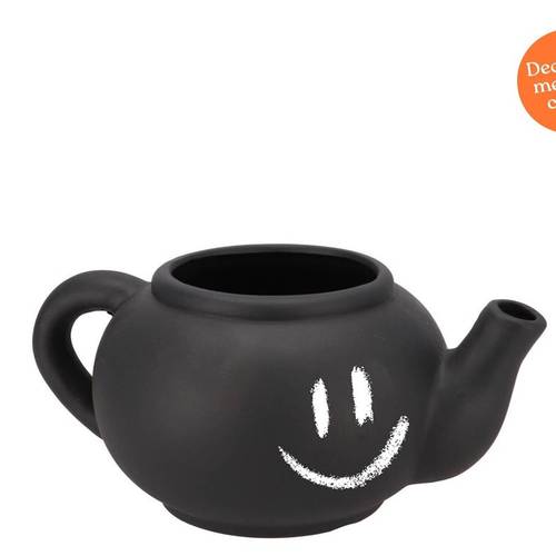 Keramik Übertopf Teekanne Chai schwarz 27x19x12cm