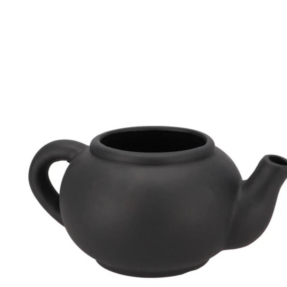 Keramik Übertopf Teekanne Chai schwarz 27x19x12cm