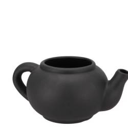 Keramik Übertopf Teekanne Chai schwarz 27x19x12cm