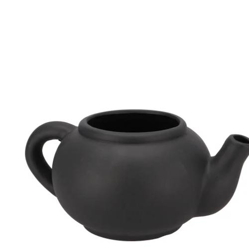 Keramik Übertopf Teekanne Chai schwarz 27x19x12cm