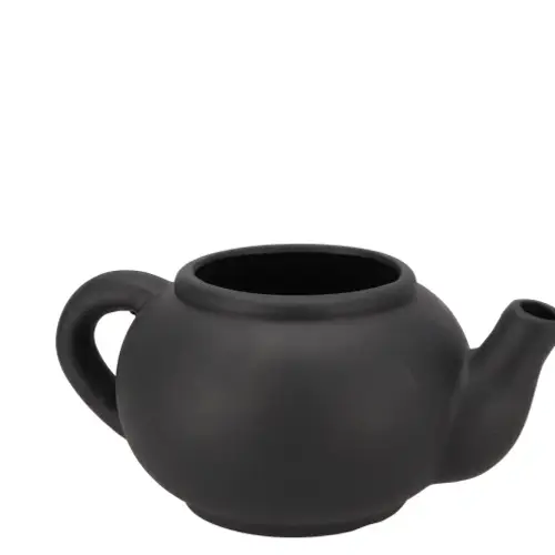 Keramik Übertopf Teekanne Chai schwarz 27x19x12cm