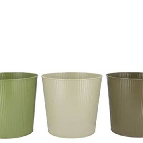 Zink Eimer Stripes Sommer mix grün  25x22x17cm