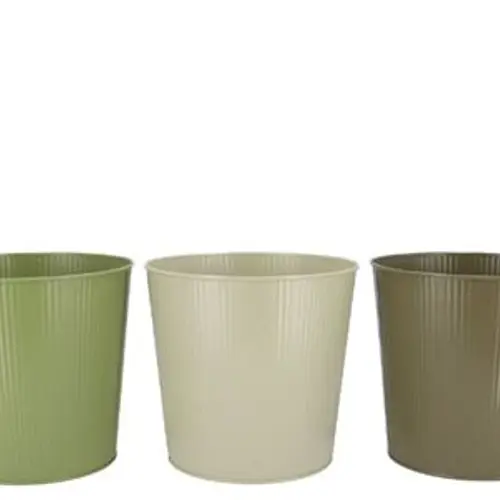 Zink Eimer Stripes Sommer mix grün  25x22x17cm