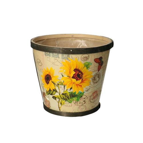 Holz Übertopf Sonnenblume D17cm H15cm