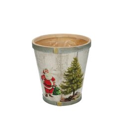 Übertopf Holz Weihnachtsbaum D13cm H14cm