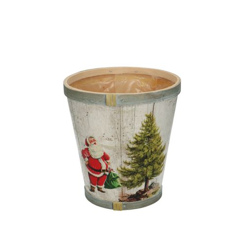 Übertopf Holz Weihnachtsbaum D13cm H14cm