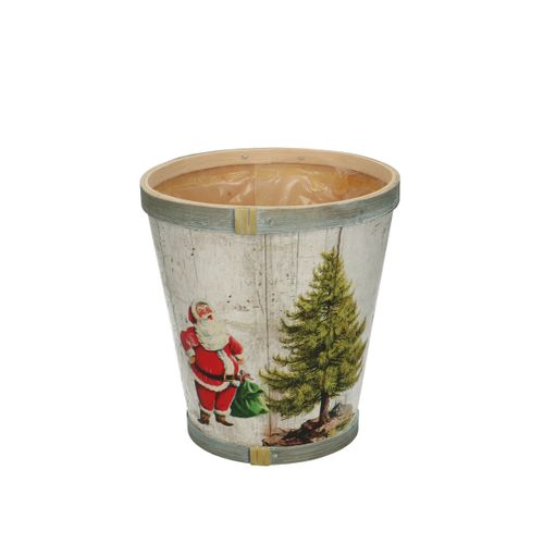 Übertopf Holz Weihnachtsbaum D13cm H14cm