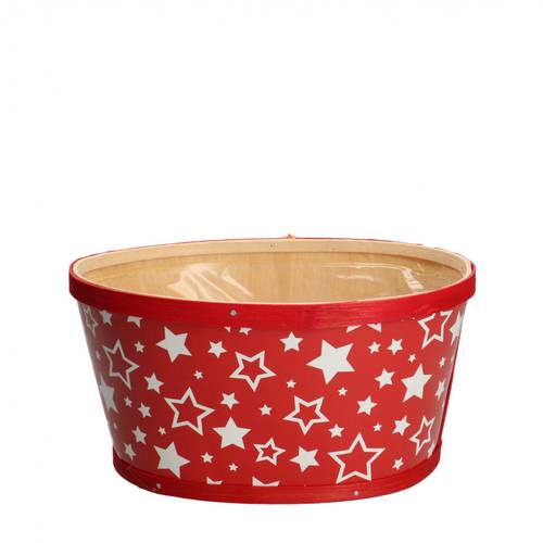 Holz Übertopf Stern rot 22x18x11cm
