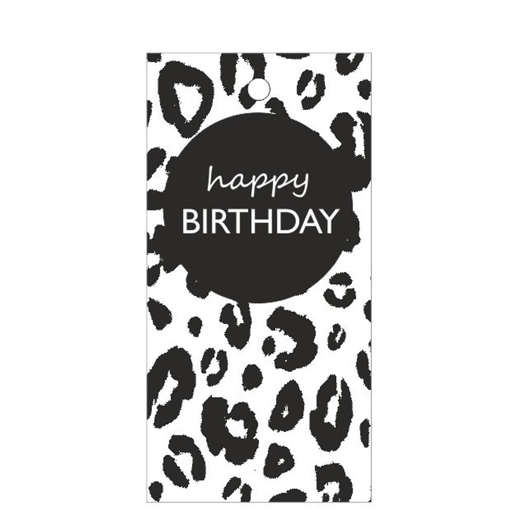 Karte Happy Birthday schwarz/weiss 05x10cm x20 