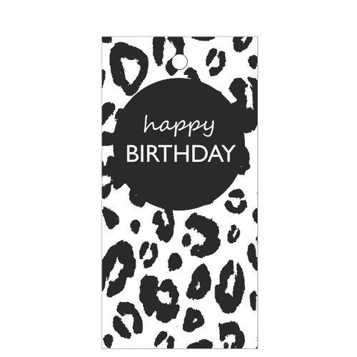 Karte Happy Birthday schwarz/weiss 05x10cm x20 