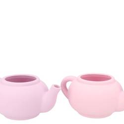 Keramik Übertopf Teekanne Chai mix rosa 23x19x12cm