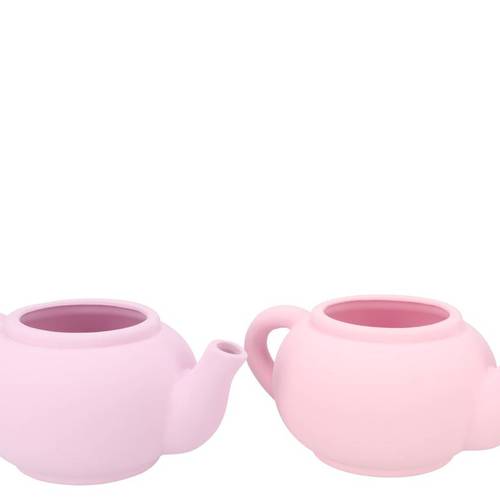 Keramik Übertopf Teekanne Chai mix rosa 23x19x12cm