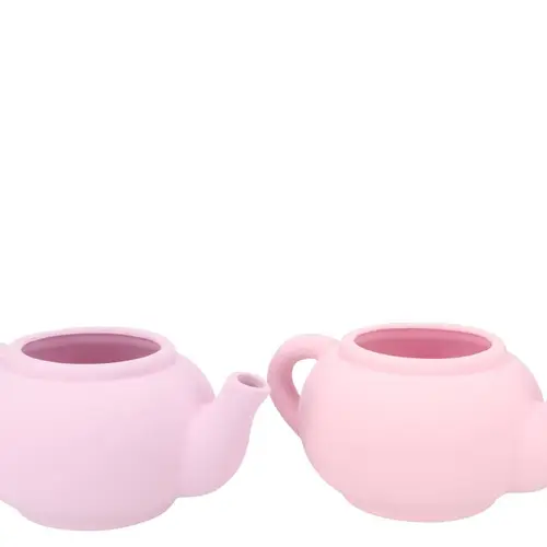 Keramik Übertopf Teekanne Chai mix rosa 23x19x12cm