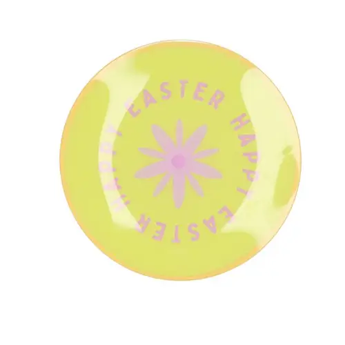 Teller Rund Happy Easter gelb 18x18x20cm