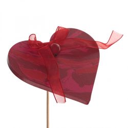 Herz auf Stab Marmor rot L50cm D08cm