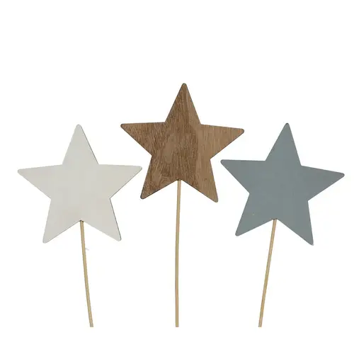 Stern auf Stab Holz mix D09 H20cm