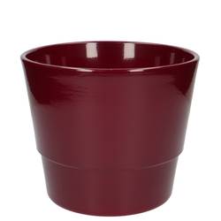 Keramik Übertopf Basic weinrot D18cm H15cm
