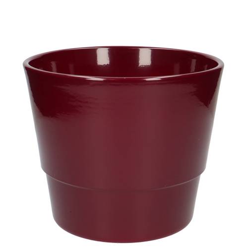 Keramik Übertopf Basic weinrot D18cm H15cm
