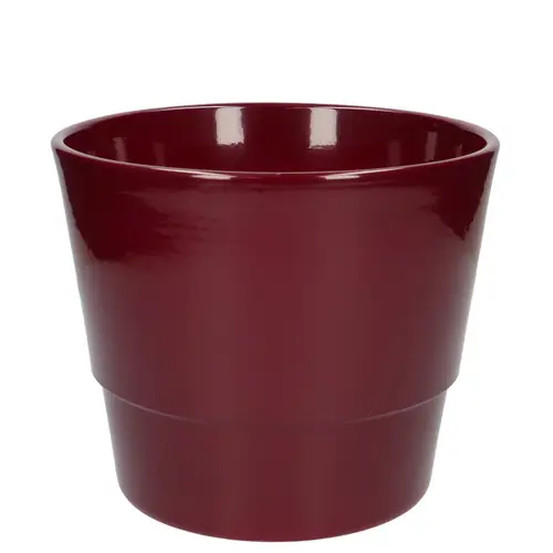 Keramik Übertopf Basic weinrot D18cm H15cm