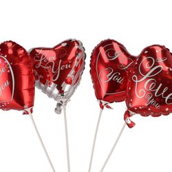 Ballon auf Stab Herz Love mix rot D18cm