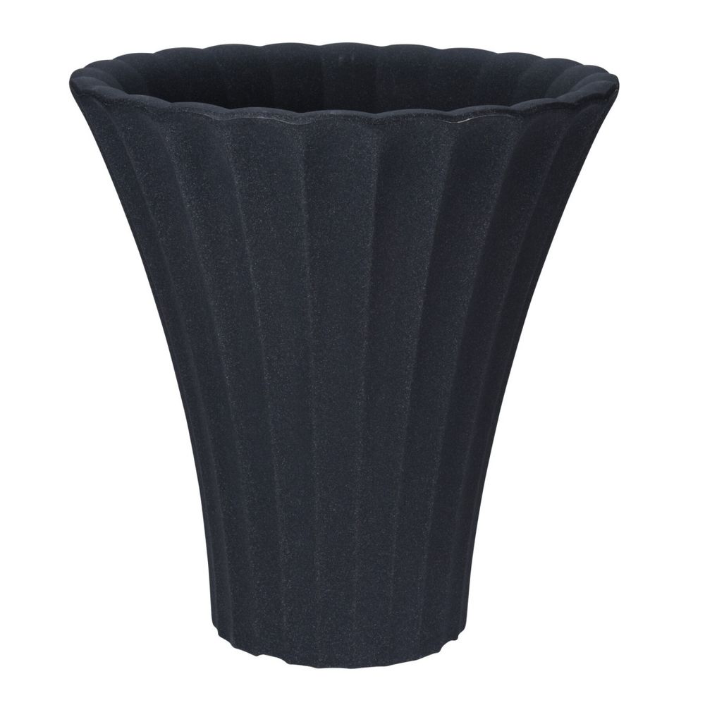 Outdoor Übertopf gerippt antherazit d40cm h42cm