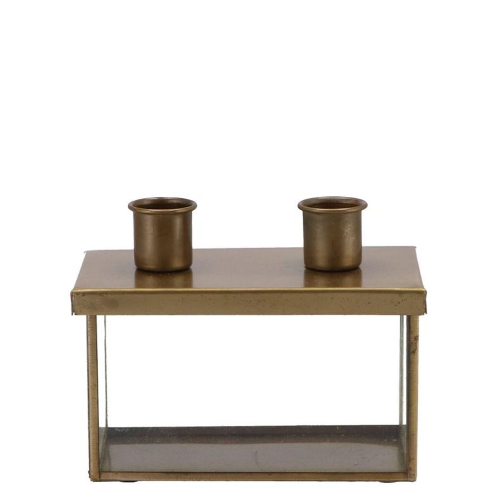 Kerzenständer Glas gold 13x8x8cm