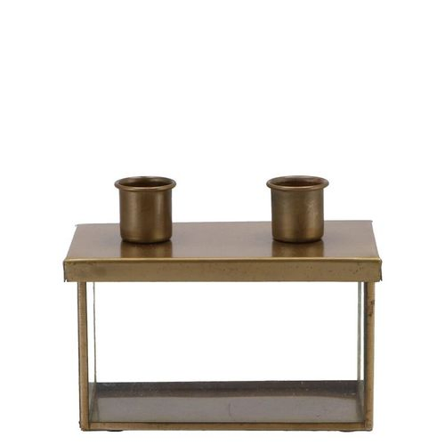 Kerzenständer Glas gold 13x8x8cm