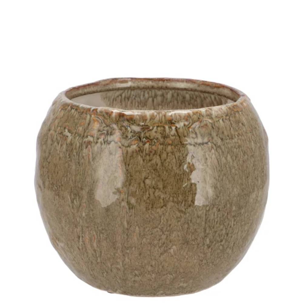 Keramik Übertopf Iron Stone sand 16x16x12cm