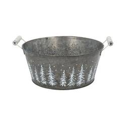Zink Schale +Henkel Baum grau D25cm H11cm
