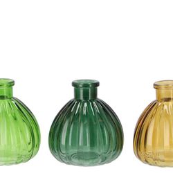 Glas Flasche Karakum grün mix D09cm H10cm