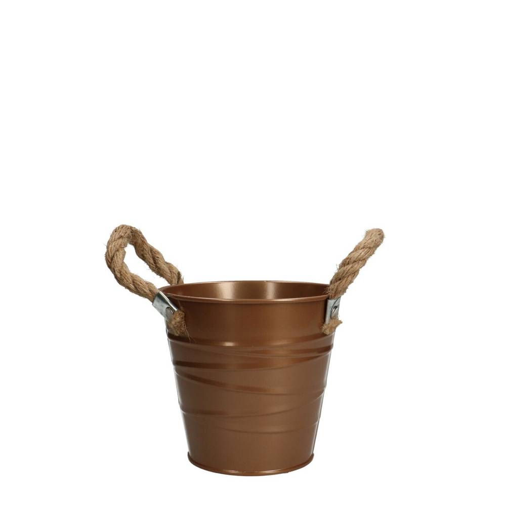 Zink Übertopf +Henkel Julia bronze D13cm H12cm 