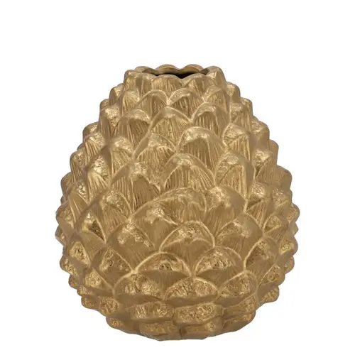 Keramik Vase Tannenzapfen gold 15x15cm