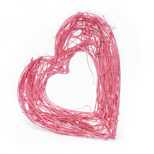 Strausshalter Rattan Herz rot d25 cm