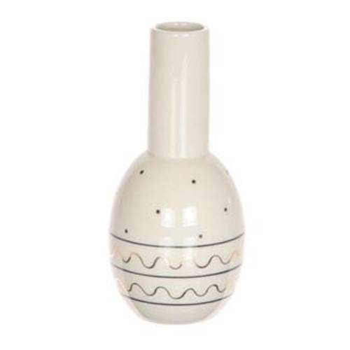 Keramik Vase Linien weiss D10cm H21cm