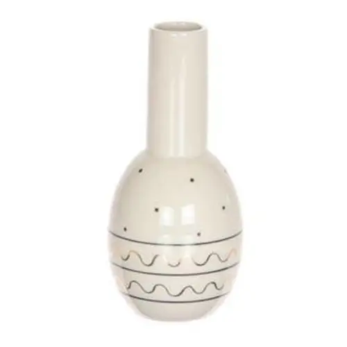 Keramik Vase Linien weiss D10cm H21cm