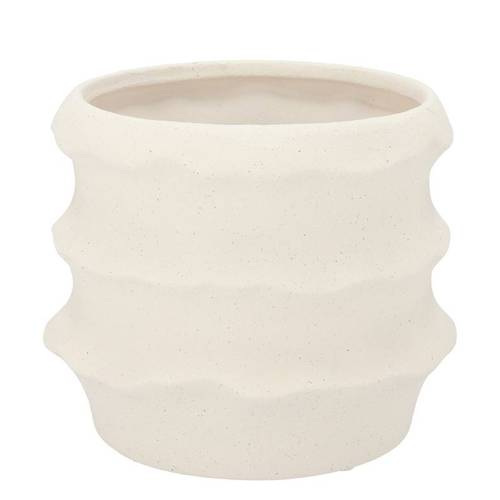 Keramik Übertopf Junia Structure weiss 19x19x15cm