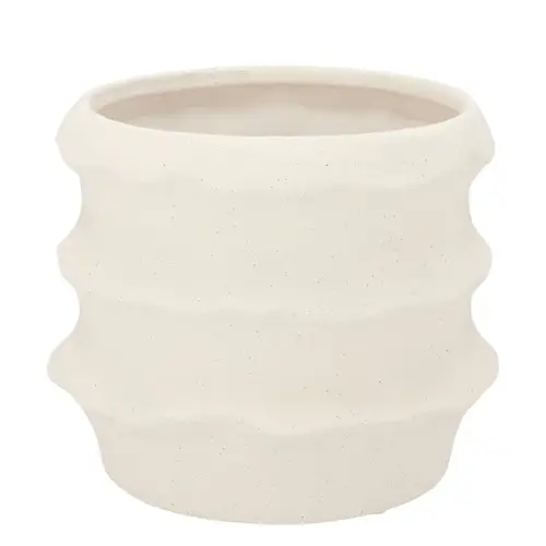 Keramik Übertopf Junia Structure weiss 19x19x15cm