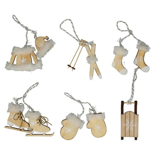 Deko Hänger Holz mix natur 5cm 6st