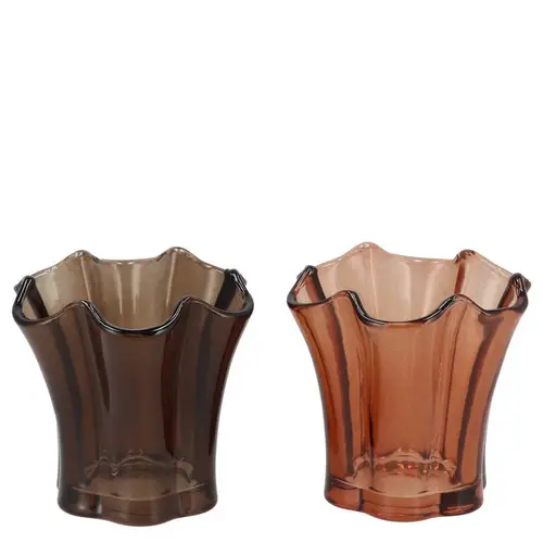 Glas Teelicht Jazz mix braun D10cm H09cm