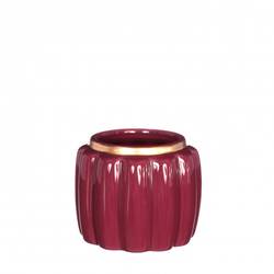 Keramik Übertopf Pouff weinrot D09.5 H07.5cm