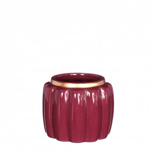 Keramik Übertopf Pouff weinrot D09.5 H07.5cm
