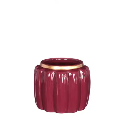 Keramik Übertopf Pouff weinrot D09.5 H07.5cm