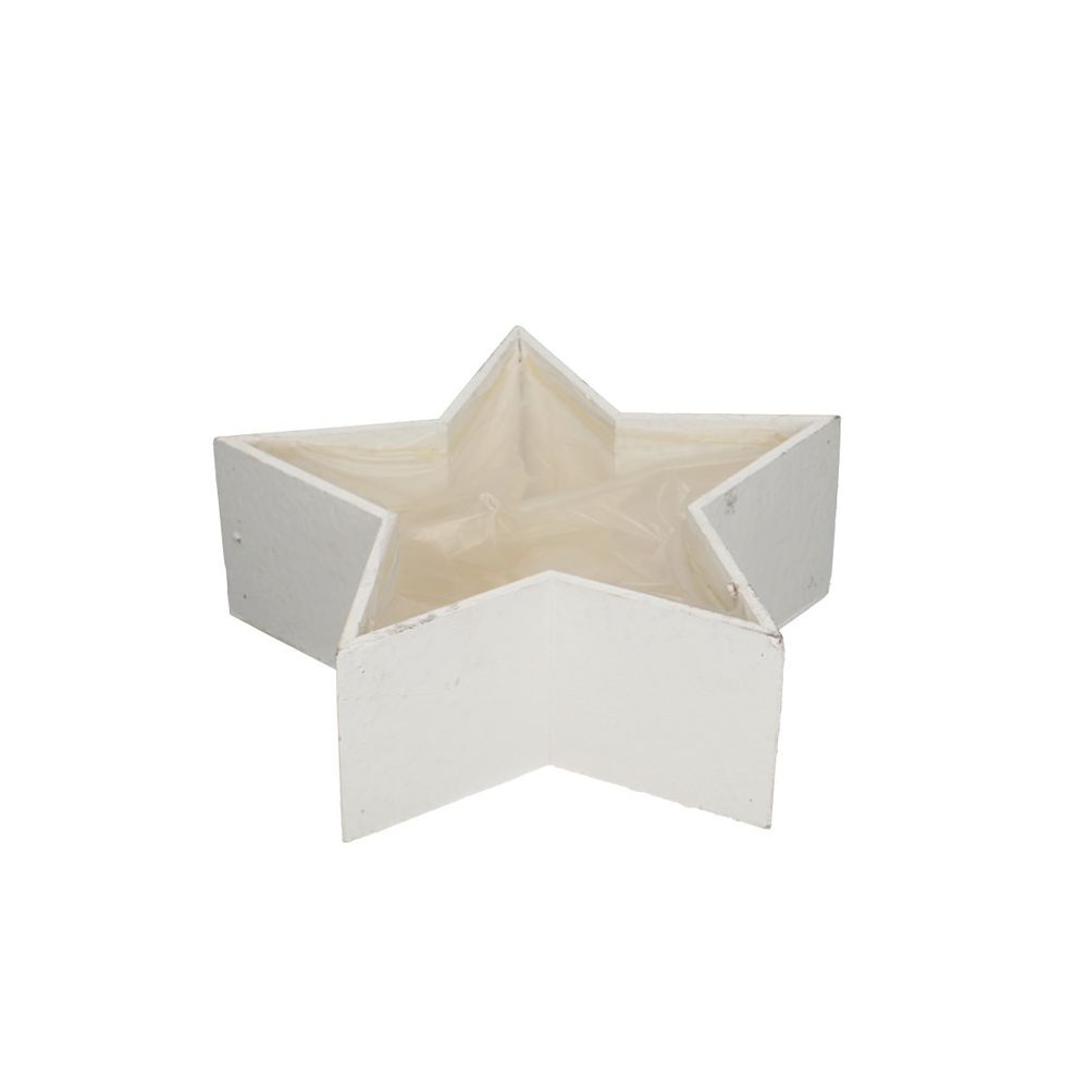 Übertopf Holz Stern weiss D30cm H10cm